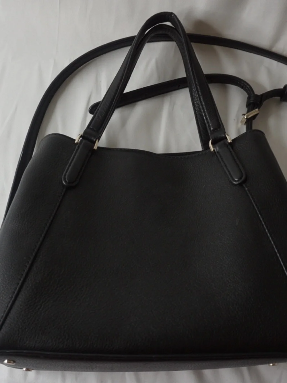 kate spade Black Pebble Leather Satchel with Gold Logo